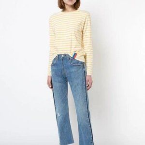 KULE Yellow White Striped The Modern Stripe Top Small